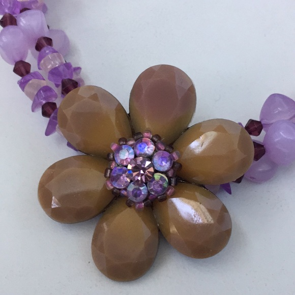 2 flower design beaded choker necklaces, excellent - Picture 5 of 7